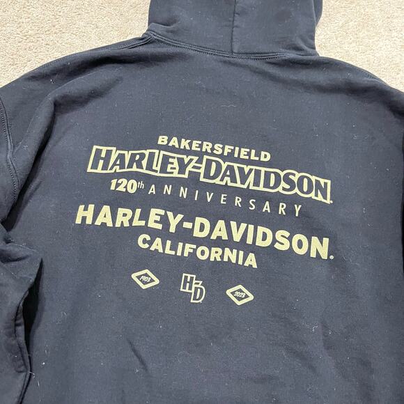 Harley Davidson 120th Anniversary Black w/ Red Hoodie Sweatshirt Large - Picture 4 of 7